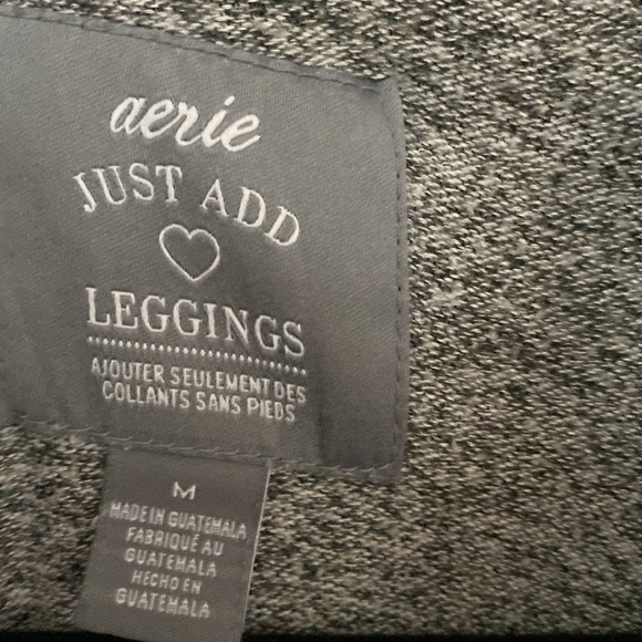 aerie Just Add Leggings Sweater Heathered Gray Size Medium Cowl Neck Drawstring - Picture 5 of 9